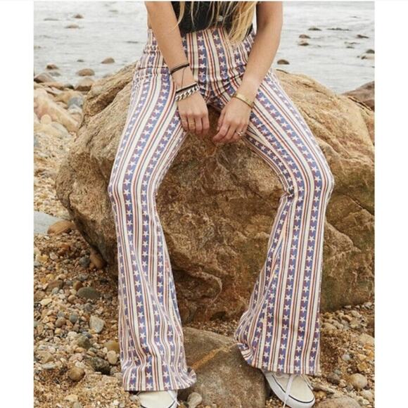 Free People Americana Stars And Stripes Penny Flares - Picture 1 of 7